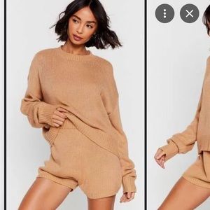 Nasty gal sweater lounge set - Tan neutral - size small